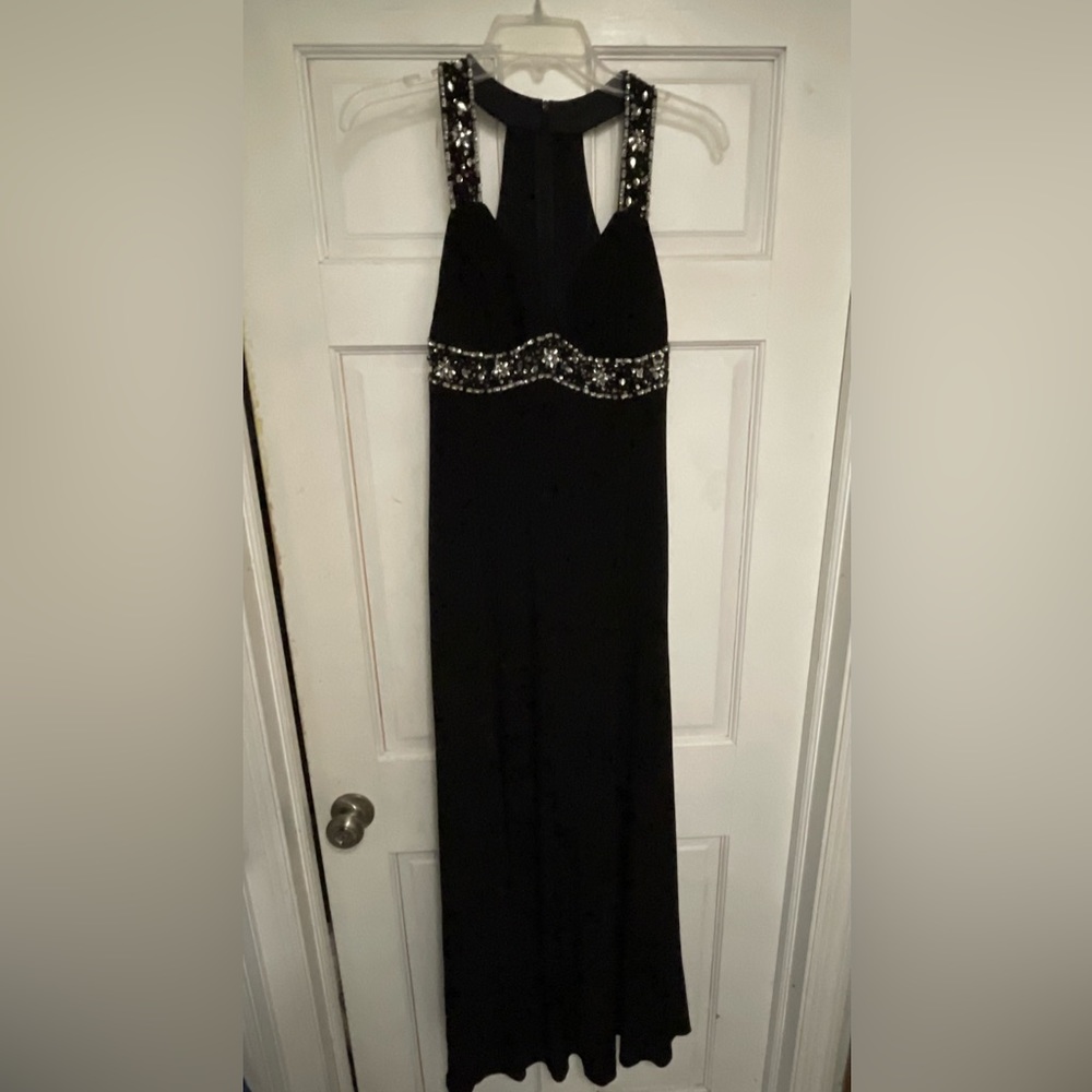 NWOT beautiful black evening dress with beaded work